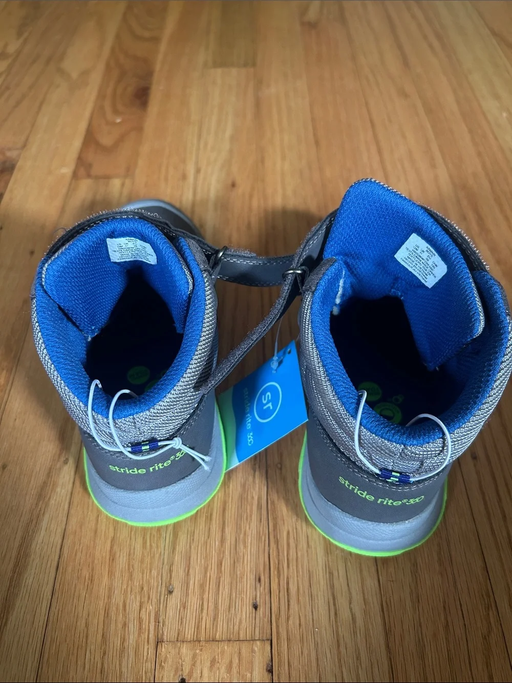 Stride Rite Gray, Blue & Lime Toddler High-Top Sneakers - Picture 3 of 6